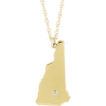 Load image into Gallery viewer, 14k Gold 10k Gold Silver New Hampshire NH State Map Diamond Personalized City Necklace
