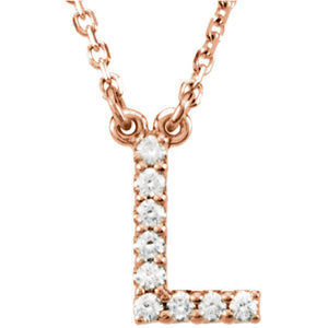 14k Gold 1/10 CTW Diamond Alphabet Initial Letter L Necklace