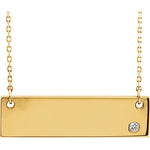 이미지를 갤러리 뷰어에 로드 , 14k Yellow White Rose Gold .03 CTW Diamond Bar Necklace Engraved
