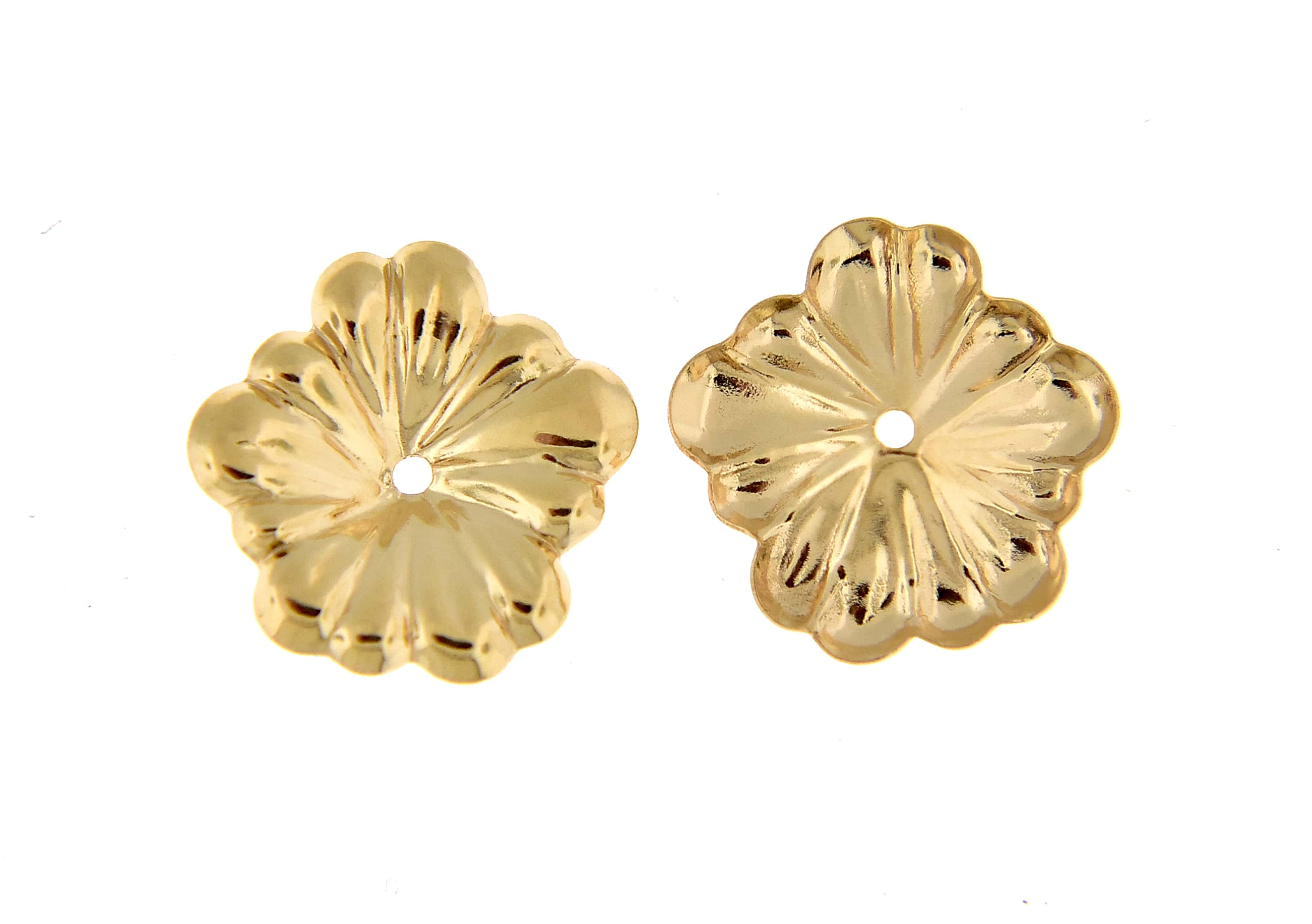 14k Yellow Gold Flower Floral Earring Jackets 11mm