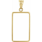Afbeelding in Gallery-weergave laden, 14K Yellow Gold Holds 22mm x 13mm Coins or Credit Suisse 2.5 grams Coin Holder Tab Back Frame Pendant Mounting
