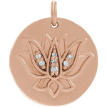 Загрузить изображение в средство просмотра галереи, Platinum 14k Gold Sterling Silver .025 CTW Diamond Lotus Flower Pendant Charm Necklace
