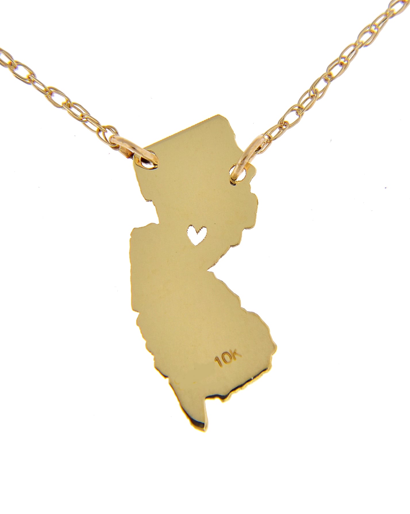 14k Gold 10k Gold Silver New Jersey State Heart Personalized City Necklace