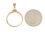 Φόρτωση εικόνας στο εργαλείο προβολής Συλλογής, 14K Yellow Gold for 22mm Coins 1/4 oz American Eagle Panda US $5 Dollar Jamestown 2 Rand Coin Holder Bezel Screw Top Pendant Charm

