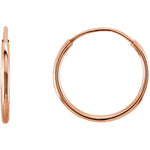 Afbeelding in Gallery-weergave laden, 14k Rose Gold Round Endless Hoop Earrings 10mm 12mm 15mm 20mm 24mm x 1mm
