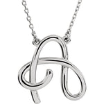 Load image into Gallery viewer, 14k Gold or Sterling Silver Script Letter A Initial Alphabet Necklace
