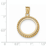 Charger l&#39;image dans la galerie, 14K Yellow Gold 1/10 oz or One Tenth Ounce American Eagle Coin Holder Holds 16.5mm x 1.3mm Coin Polished Rope Prong Bezel Pendant Charm
