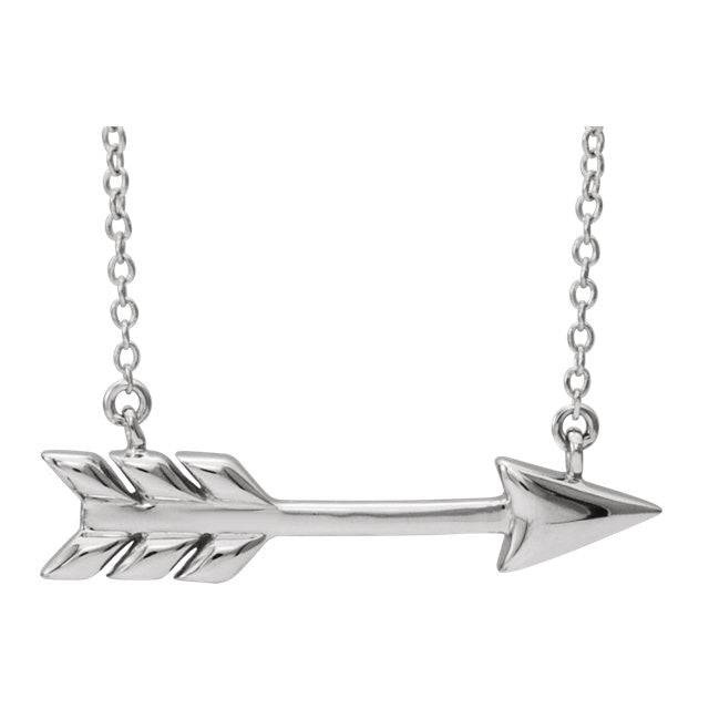 14k Gold or Sterling Silver Arrow Charm Necklace 16 to 18 inch