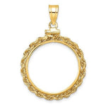 Carica l&#39;immagine nel visualizzatore di Gallery, 14K Yellow Gold 1/4 oz Koala 1/4 oz Nugget Coin Holder Holds 20.1mm Coins Rope Bezel Screw Top Pendant Charm
