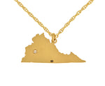 將圖片載入圖庫檢視器 14k Gold 10k Gold Silver Virginia VA State Map Diamond Personalized City Necklace
