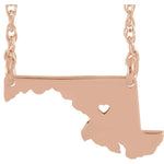 Indlæs billede til gallerivisning 14k Gold 10k Gold Silver Maryland State Heart Personalized City Necklace

