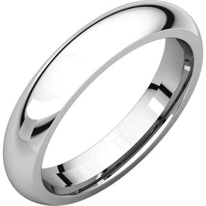 Platinum 4mm Wedding Ring Band Comfort Fit Half Round Standard Weight