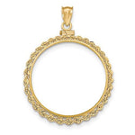 Load image into Gallery viewer, 14K Yellow Gold 1 oz or One Ounce American Eagle Coin Holder Holds 32.6mm x 2.8mm Rope Bezel Pendant Charm Screw Top
