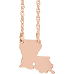 Carica l&#39;immagine nel visualizzatore di Gallery, 14k Gold 10k Gold Silver Louisiana State Heart Personalized City Necklace
