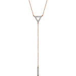 Afbeelding in Gallery-weergave laden, 14k Yellow White Rose Gold 1/6 CTW Diamond Triangle Drop Bar Y Lariat Necklace
