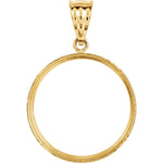 Load image into Gallery viewer, 14K Yellow Gold Coin Holder for 21.5mm x 1.5mm Coins or United States US $5.00 Dollar Tab Back Frame Pendant Charm
