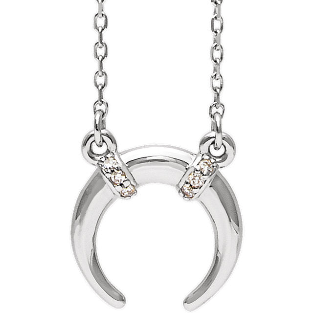 Platinum or 14k Gold or Sterling Silver .03 CTW Diamond Crescent Moon Necklace
