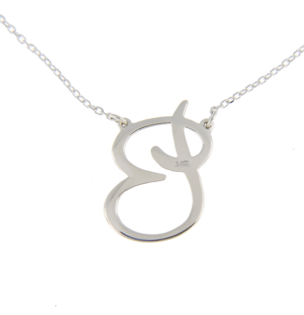 14k Gold Or Sterling Silver Script Letter B Initial Alphabet Necklace ...