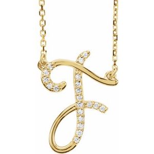 14K Yellow Rose White Gold Diamond Letter F Initial Alphabet Necklace Custom Made To Order