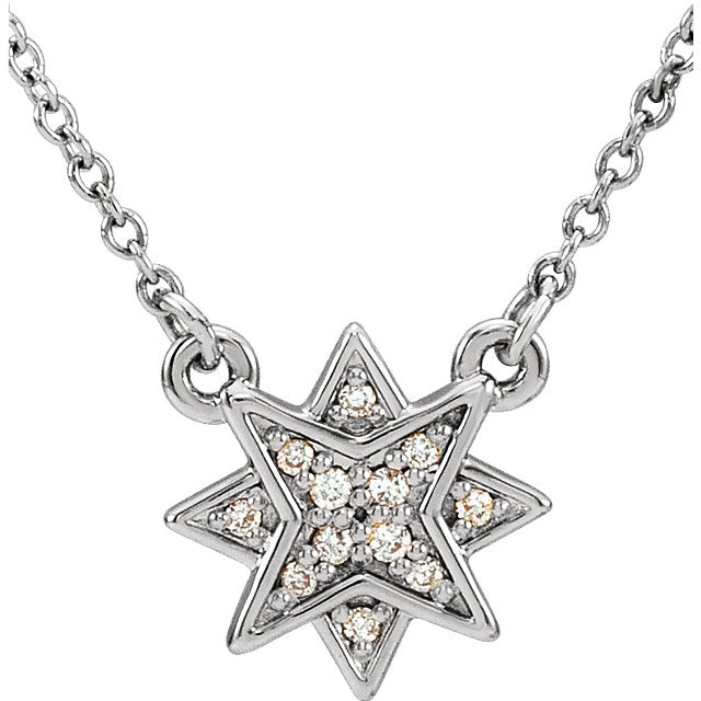 14K Yellow White Rose Gold .04 CTW Diamond Star Starburst Necklace