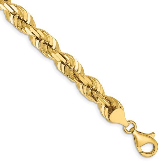 14K Yellow Gold 7mm Diamond Cut Rope Bracelet Anklet Choker Necklace Pendant Chain