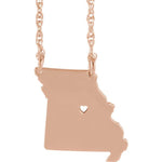 Cargar imagen en el visor de la galería, 14k Gold 10k Gold Silver Missouri State Heart Personalized City Necklace

