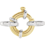 將圖片載入圖庫檢視器 14K Yellow White Gold Two Tone Large Spring Ring Clasp 21.75mm x 11.75mm with End Tabs Jewelry Findings
