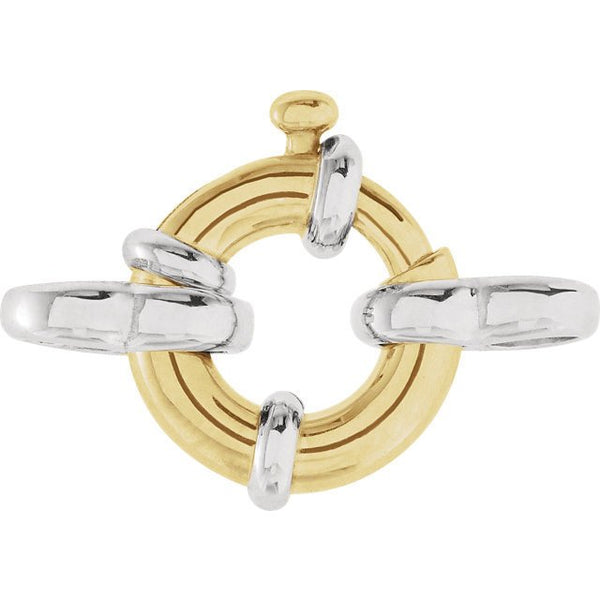 14K Yellow White Gold Two Tone Large Spring Ring Clasp 21.75mmx11.75mm ...