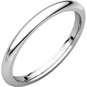 14K White Gold 2mm Wedding Ring Band Comfort Fit