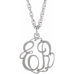 Load image into Gallery viewer, 14k Gold or 10k Gold or Sterling Silver Two Letter Initial Script Monogram Necklace 13mm
