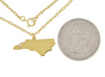 Indlæs billede til gallerivisning 14k Gold 10k Gold Silver North Carolina NC State Map Diamond Personalized City Necklace
