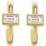 이미지를 갤러리 뷰어에 로드 , Platinum 14k Yellow Rose White Gold 1/5 CTW Baguette Cut Diamond J Hoop Earrings
