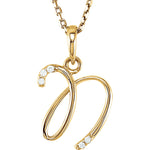 Load image into Gallery viewer, 14k Gold or Sterling Silver .03 CTW Diamond Script Letter N Initial Necklace

