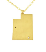 Indlæs billede til gallerivisning 14k Gold 10k Gold Silver Utah UT State Map Diamond Personalized City Necklace
