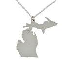 Carregar imagem no visualizador da galeria, 14k Gold 10k Gold Silver Michigan MI State Map Diamond Personalized City Necklace
