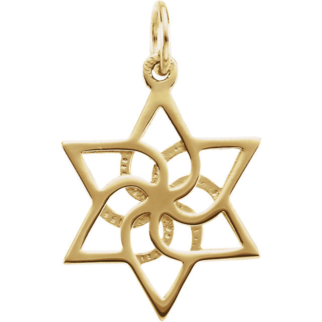 14K Yellow Gold or Sterling Silver Star of David Pendant Charm