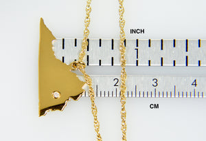 14k Gold 10k Gold Silver Virginia VA State Map Diamond Personalized City Necklace