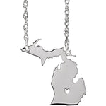 이미지를 갤러리 뷰어에 로드 , 14k Gold 10k Gold Silver Michigan State Heart Personalized City Necklace
