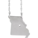 Φόρτωση εικόνας στο εργαλείο προβολής Συλλογής, 14k Gold 10k Gold Silver Missouri State Heart Personalized City Necklace
