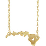 Załaduj obraz do przeglądarki galerii, 14k Gold 10k Gold Silver Hawaii State Heart Personalized City Necklace
