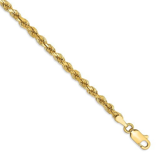 14K Yellow Gold 3mm Diamond Cut Rope Bracelet Anklet Choker Necklace Pendant Chain