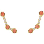 Load image into Gallery viewer, Platinum 14k Yellow Rose White Gold Pink Coral .01 CTW Diamond Ear Climbers Earrings
