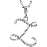 Load image into Gallery viewer, 14k Gold or Sterling Silver .03 CTW Diamond Script Letter Z Initial Necklace
