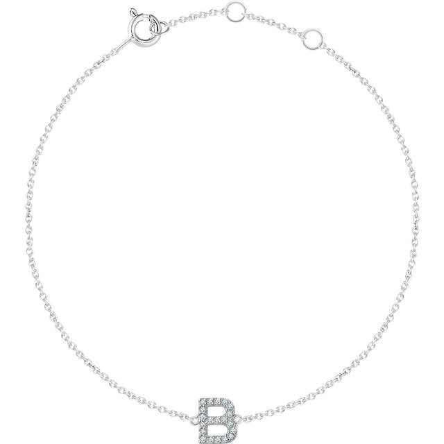 Initial Friendship Bracelet Letter B Created with Zircondia® Crystals by  Philip Jones Jewellery