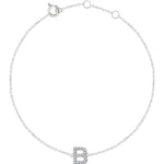 Afbeelding in Gallery-weergave laden, 14k Yellow White Gold .07 CTW Diamond Initial Letter B Bracelet
