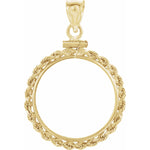 Load image into Gallery viewer, 14K Yellow Gold Coin Holder for 21.5mm x 1.5mm Coins or United States US $5 Dollar Coin Screw Top Frame Pendant
