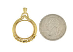 Ladda upp bild till gallerivisning, 14K Yellow Gold for 16.5mm Coins or 1/10 oz American Eagle or Krugerrand Coin Holder Prong Bezel Pendant Charm

