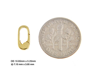 14k Yellow White Gold 10.65mm x 5.25mm Push Bail Hinged Clasp Triggerless for Pendants Charms Bracelets Anklets Necklaces