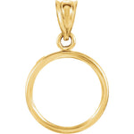 Load image into Gallery viewer, 14k Yellow Gold Coin Holder Pendant Charm Holds 13mmx1mm Coins United States US 1 Dollar Mexican 2 Peso
