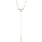 Carregar imagem no visualizador da galeria, 14k Yellow White Rose Gold 1/6 CTW Diamond Triangle Drop Bar Y Lariat Necklace
